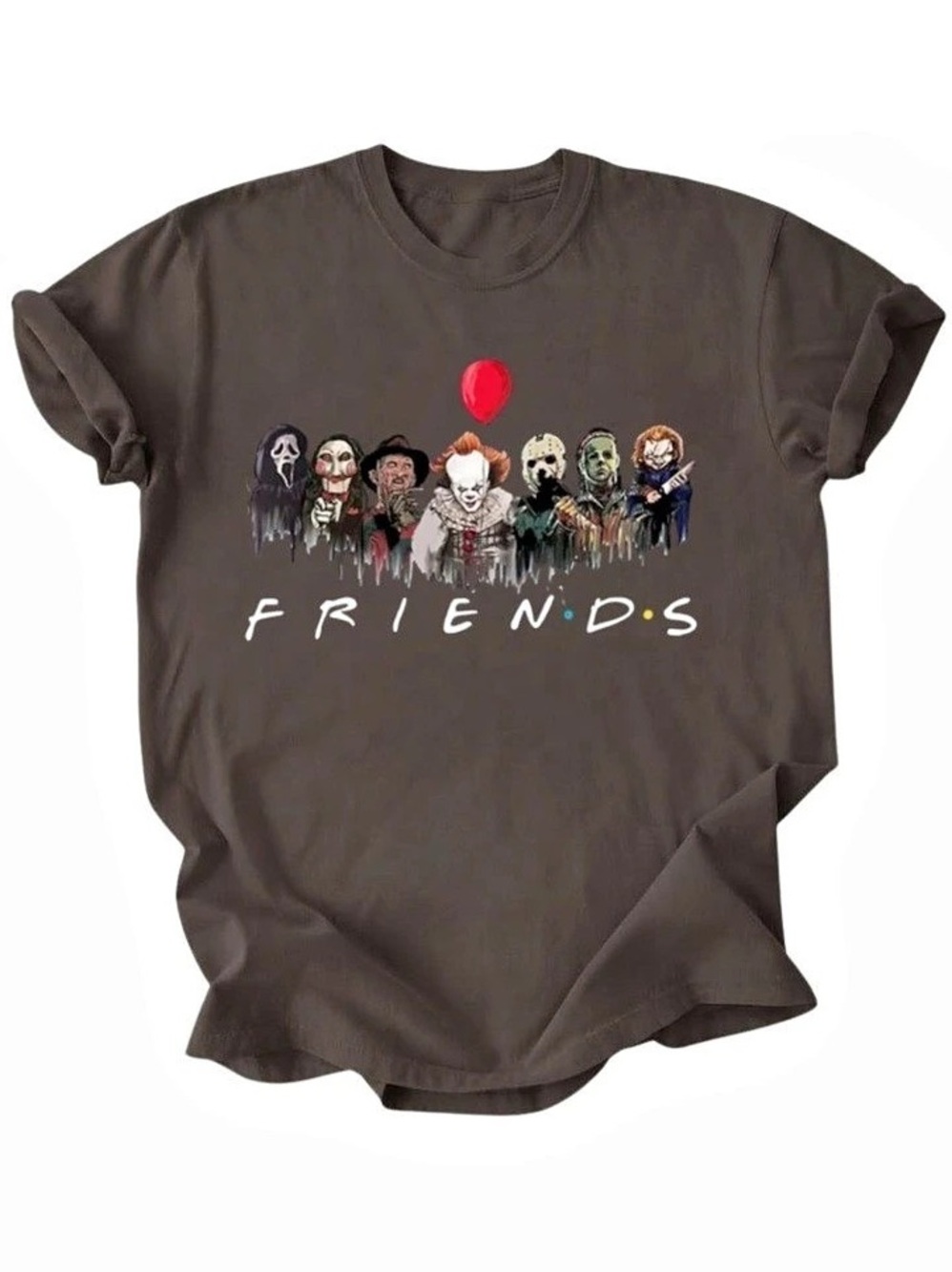 Horror Movie Characters Squad Brown Dark Gildan T-Shirt